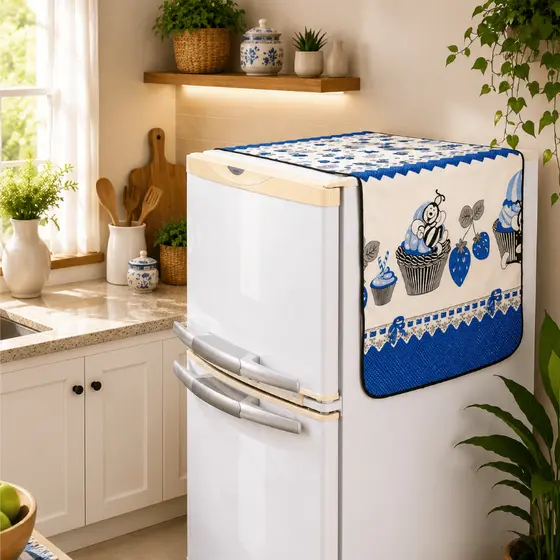 Toalha para Geladeira 140x40cm Estampada Capa Protetora Decorativa para Cozinha