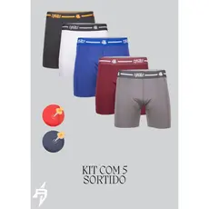 KIT 5 CUECAS BOX BOXER CICLISTA LONG LEG CONFORTÁVEL FORRO 100% ALGODÃO