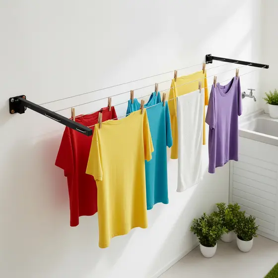 Varal Mágico Dobrável Retrátil de Parede Reforçado Articulado Roupas 60 Kg Dobrável