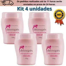 Creme para Rachaduras nos Pés Abelha Rainha Cosméticos Hidrata e Afina Dermopes 130g Kit com 4un