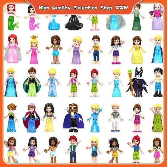 【Entrega rápida】Toy Collection F002-041 Girls: Belle, Elsa, Mermaid Princess Building Blocks