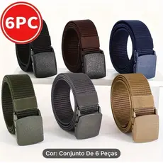 Moda Cinto Masculino Largo De Nylon Com Fivela De PVC Plástico KIT com 6 pcs