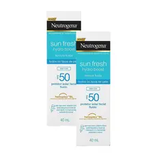 Kit com 2 Protetor Solar Neutrogena Sun Fresh Hydro Boost Sem Cor FPS50 40ml