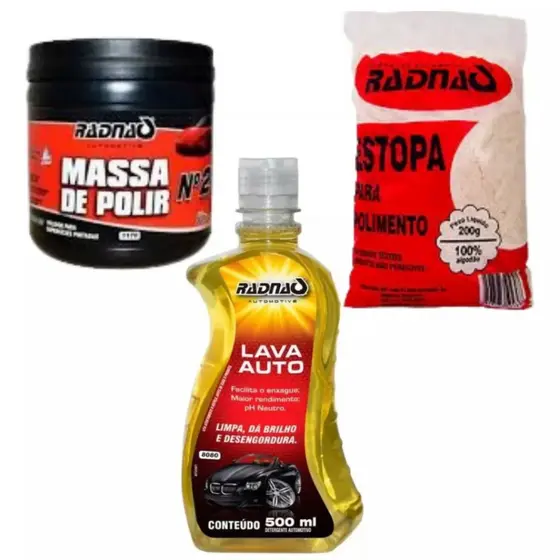 Kit De Limpeza Automotiva Radnaq - Massa E Shampoo