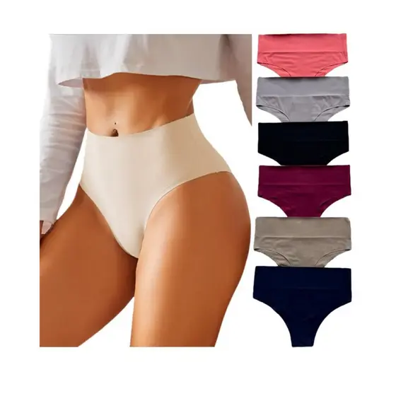 4 Calcinhas Feminina Lipo Modeladora Reforçada Sem Costura Cos Alto Segura Barriga Moda Intima P-GG