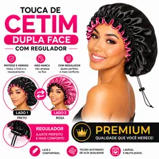 Touca De Cetim Anti Frizz Dupla Face Regulável Confortável Para Dormir Não Marca os Fios