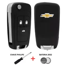Kit Chave Canivete Onix Cruze Cobalt Spin Sonic Prisma Tracker S10 Chevrolet GM + Bateria + Chave Phillips
