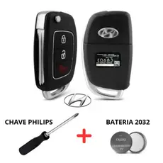 Chave Canivete Carcaça Hyundai HB20 HB20x HB20s 2012 a 2019 + Bateria + Chave Phillips