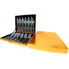 Kit Faqueiro Em Inox Talheres Em Dourado 24 Peças Com Maleta Promoção