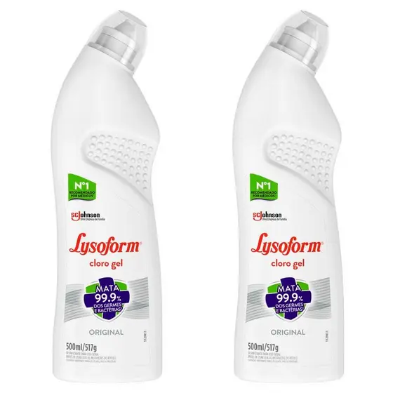 Kit 2 Desinfetante Lysoform Uso Geral Cloro em Gel Original 500ml