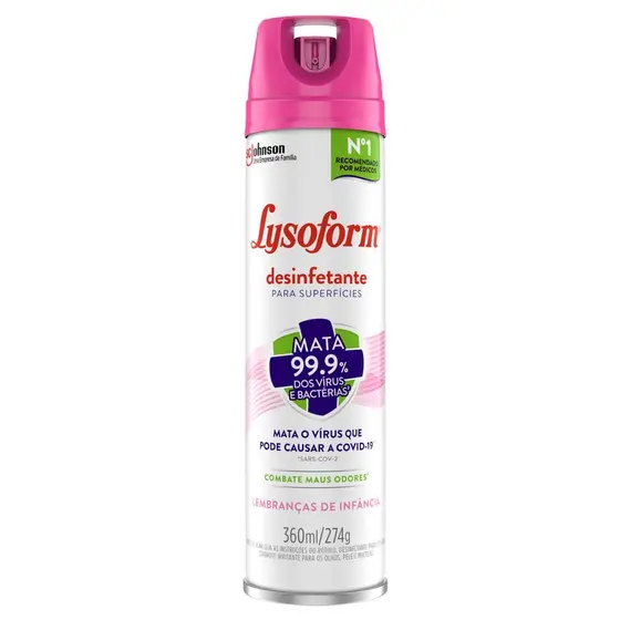 Desinfetante Lysoform Uso Geral Lembrança de Infância Aerossol 360ml