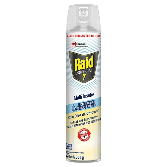 Inseticida Aerossol Multi-Inseto Raid com Oléo de Citronela Essencial 420ml