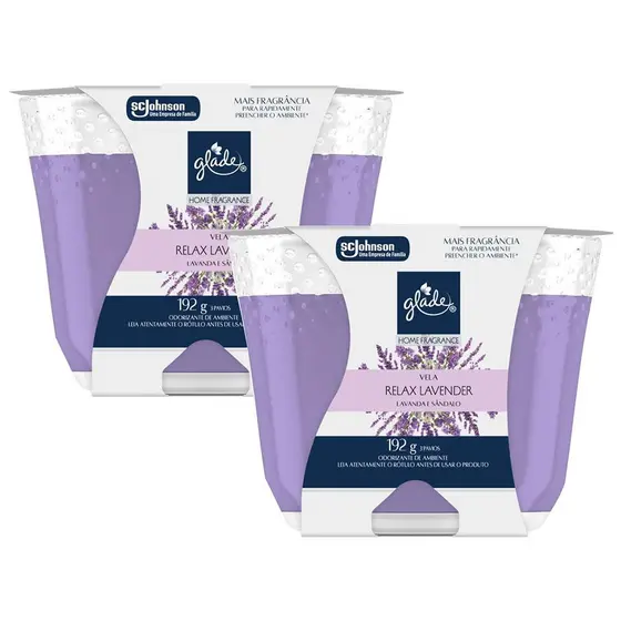 Kit 2 Vela Perfumada Relax Lavender Glade Home Fragrance 192g cada