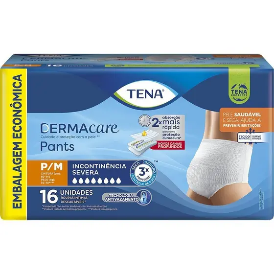 Roupa Íntima Tena Dermacare Pants P/M com 16 unidades