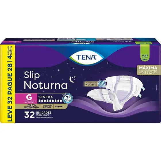 Fralda Geriátrica Tena Slip Noturna G Leve 32 Pague 28 unidades