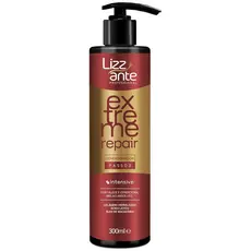Condicionador Extreme Repair 300 ml Lizz ante - Pós Química - Colágeno - Óleo Macadâmia - Recupera Restaura Fios Danificados - Repõe Massa Capilar - Brilho - Condicionante - Fortalecedor - Reparador - Reconstrução - Emoliência - Desembaraça - Leave–in