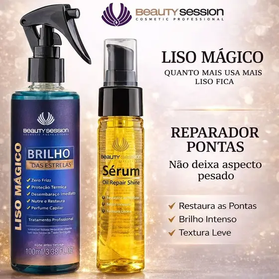 Kit Finalizadores Reparador pontas 45 ml + Protetor Térmico Profissional 100 ml - Beauty Session Cosmetic Professional