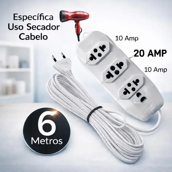 Extensão Elétrica 6 Metros REFORÇADA cabo 2,5 mm