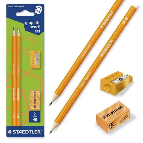 Lápis preto n.2 Wopex neon laranja +borracha +apontador Staedtler BT 4 UN