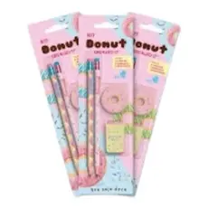 LÁPIS LEONORA DONUT 2 LÁPIS + APONTADOR + BORRACHA CARTELA C/4