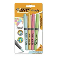 Marca Texto BIC Cores Pastéis - Kit com 4 Unidades, Ideal para Escritório e Escola