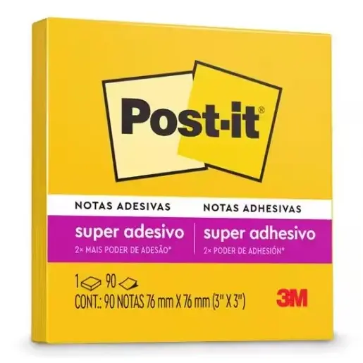 Bloco de Notas Super Adesivas Post-it Refil 76 mm x 76 mm - 90 folhas (Amarelo e Azul céu)