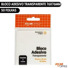Bloco Adesivo Transparente Cristal 50 Folhas Bloco de Anotações Jocar Office