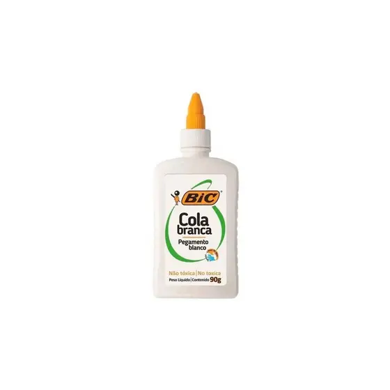 Cola Branca Líquida BIC 90g, À Base de Água, Lavável, Não Tóxica e Segura para Crianças - 1 UN