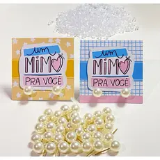 Tag de Agradecimento + 100 Pares Brinco Pérol /6mm com Tarracha Silicone | Tag 5x5cm Couchê Brilho 180g Impressão 4x0