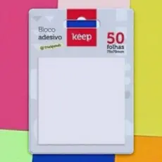 O Bloco Adesivo Transparente 75x75mm C/50 Folhas Keep