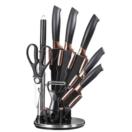 Jogo de Facas 9 Peças Profissional Aço Inoxidável Para Churrasco e Cozinha QUE BOM Davi Variedades