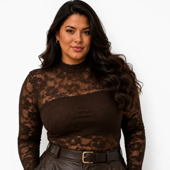 SELAH - BLUSA DE RENDA PLUS SIZE MODA FEMININA TRANSPARENTE