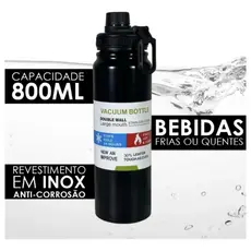 Garrafa Térmica Água Squeeze 800ml Inox Academia Quente Frio