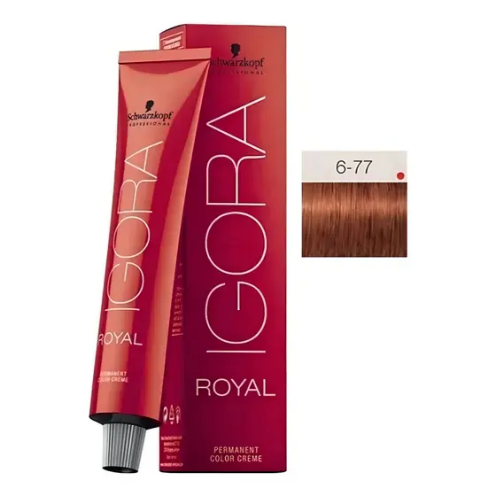 Kit Igora Royal 6-77 Louro Escuro Cobre Extra Coloração Schwarzkopf + Ox 30vol 9% 60ml