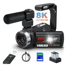 Câmera Filmadora Acrensly 8k 1500mah Com 64gb Sd Função Webcam Sd 64gb Saída HDMI Câmera 8k Ultra Hd Wi-fi