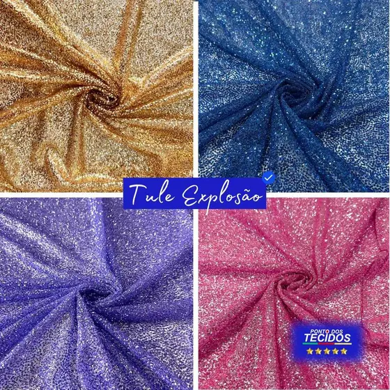 Tecido Tule Com Glitter Pesado Explosão PREMIUM | 1,50m | Várias Cores