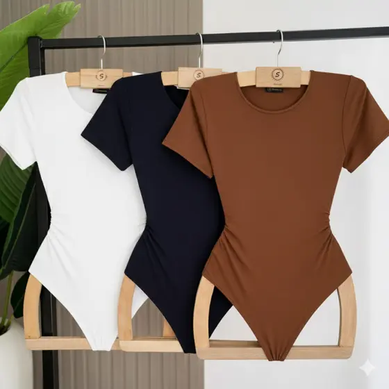 Kit 3 Bory Feminino Manga Curta Suplex Duplo Premium Elegância E Conforto Para O Dia A Dia