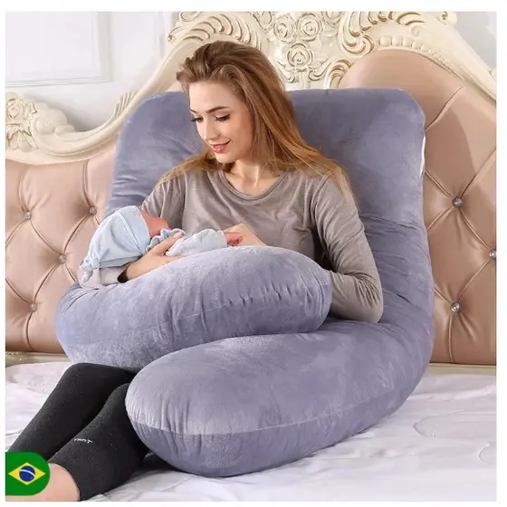 Almofada Travesseiro de Corpo Para Gestante Em Formato de U