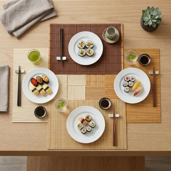 6 Jogos Americano Bambu Natural Mesa Posta Prato Cozinha Decoração Restaurante Resistente 45x30