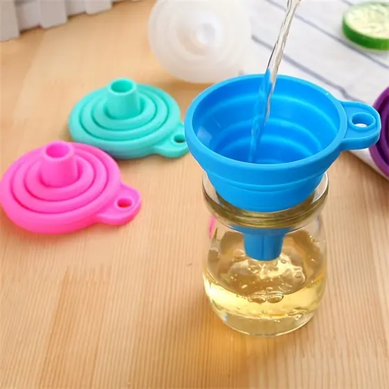 3 Funil Silicone Funcional Multiuso Prático Dobrável Ferramentas De Cozinha Dispensador de Líquidos