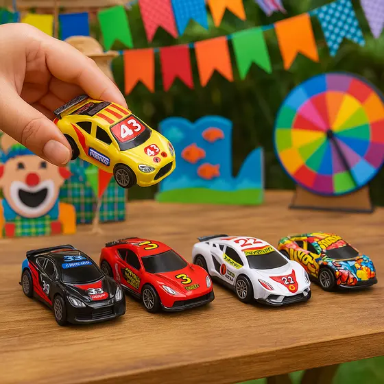 Kit 3 Carrinhos de Brinquedo Fricção Infantil Lembrancinha Gincana Festa Junina Prêmios Sortidos