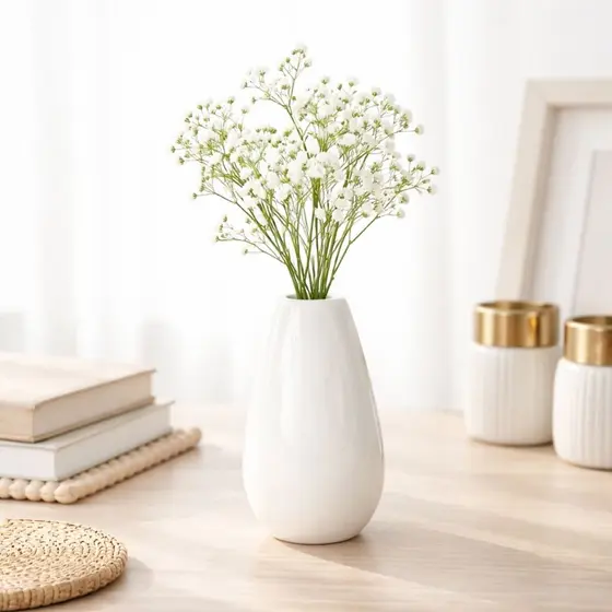 Mini Vaso Cerâmica Branco Decorativo Para Mesa Sala Aparador Lavabo Arranjo Floral Delicado Moderno