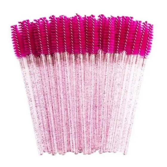 Kit com 50/100 Escovinhas de Cílios e Sobrancelha Glitter Extensão e Alongamento Descartável