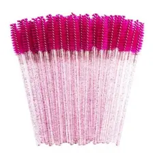 Kit com 50/100 Escovinhas de Cílios e Sobrancelha Glitter Extensão e Alongamento Descartável
