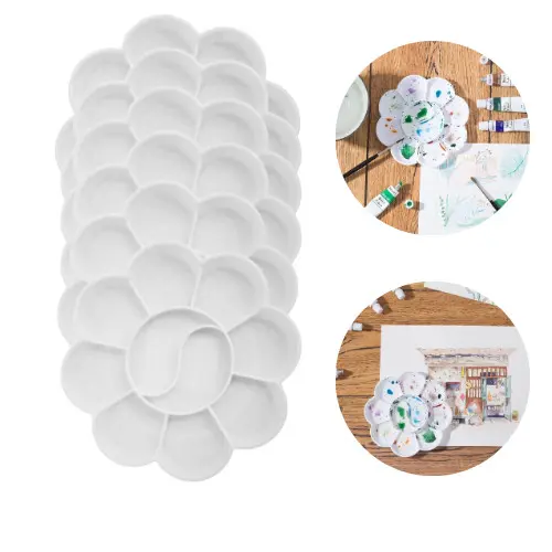 Kit 06 Bandeja Paleta Godê Flor Para Pintura com 10 Divisórias