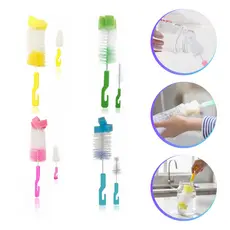 Kit 2 Escovas Para Mamadeira e Bico Com Esponja Para Garrafa Copo Taça Kit Higiene Bebe