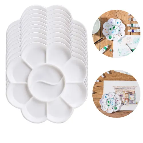 Kit 12 Bandeja Paleta Godê Flor Para Pintura com 10 Divisórias