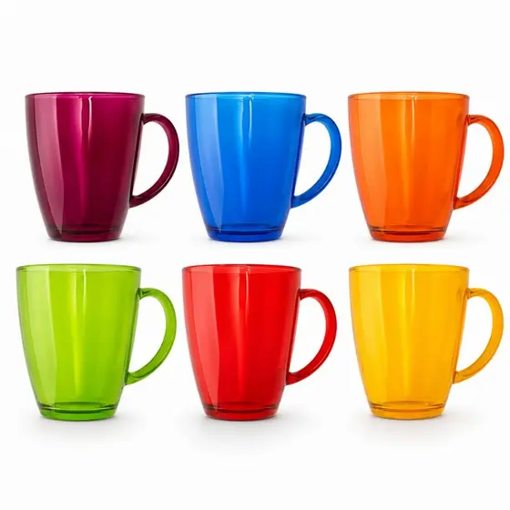 Kit 6 Canecas De Vidro 350ml Para Chá e Café Jogo De Xícaras Grande Verona Luxo