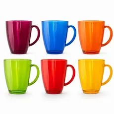 Kit 6 Canecas De Vidro 350ml Para Chá e Café Jogo De Xícaras Grande Verona Luxo