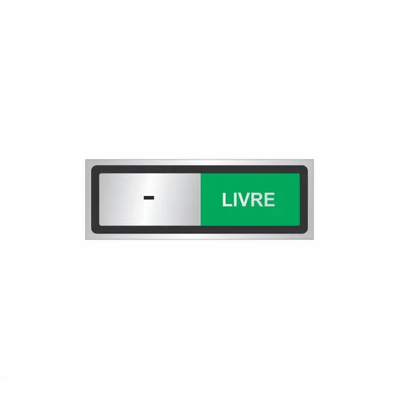 Placa Indicação Ambiente de Alumínio Trilho Porta Ocupado Livre 20x7cm